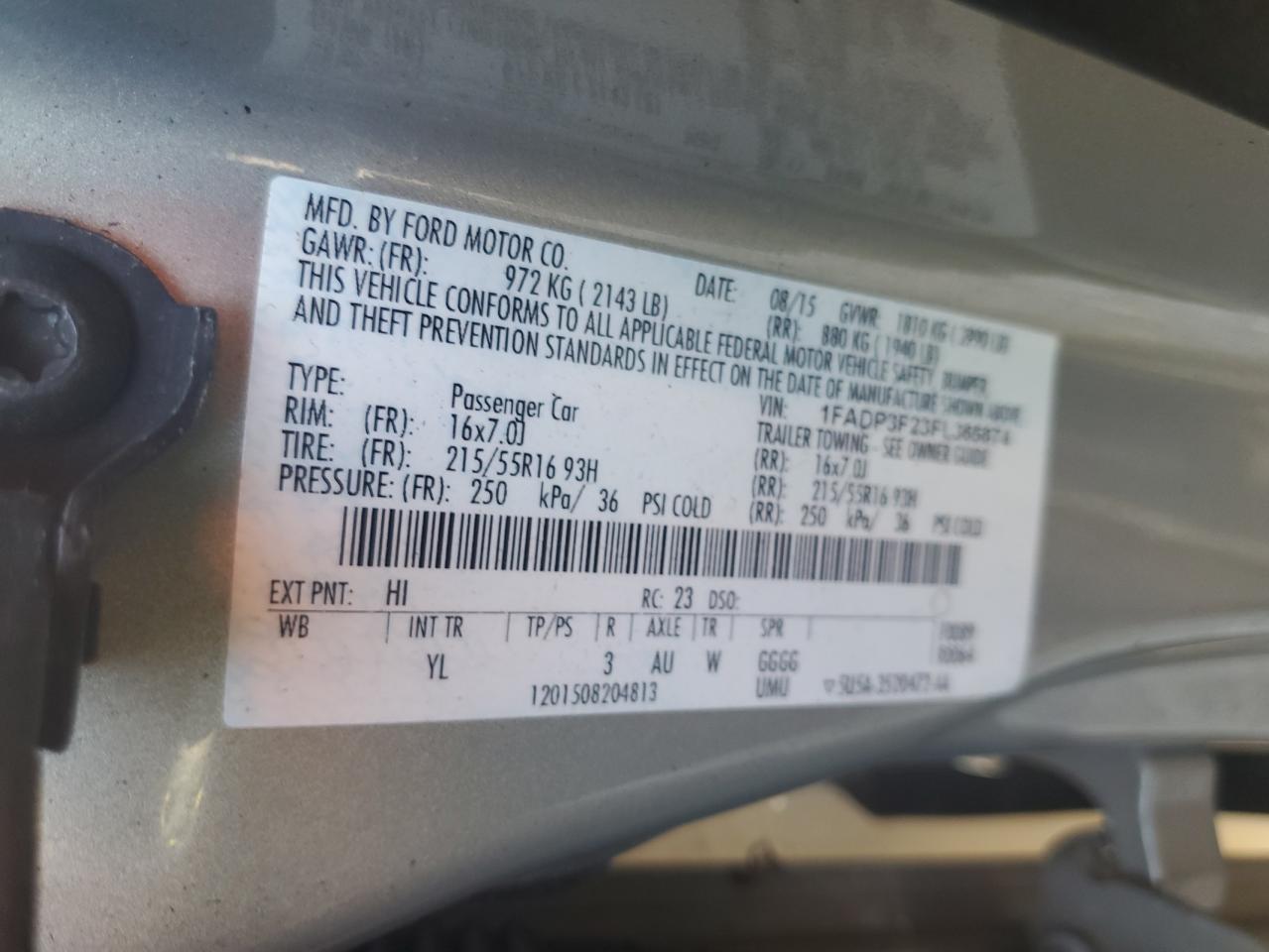 1FADP3F23FL365874 2015 Ford Focus Se