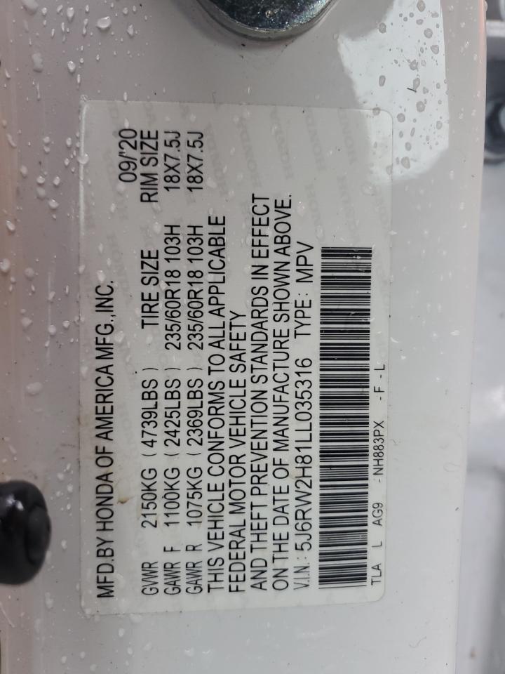 5J6RW2H81LL035316 HONDA CRV 2020