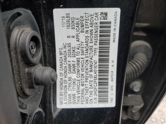 2020 Honda Civic Lx VIN: 2HGFC2F6XLH516747 Lot: 48038944