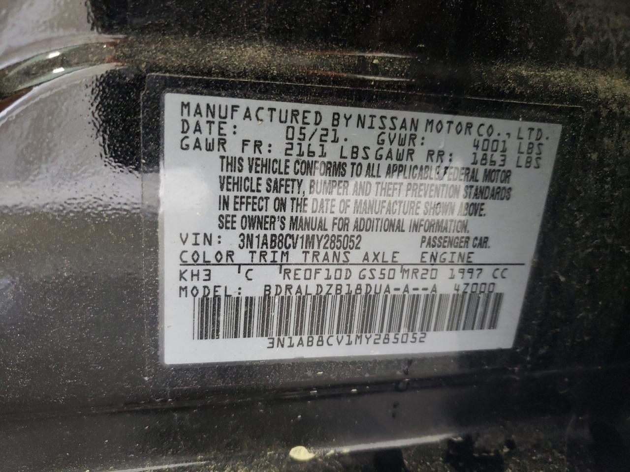 3N1AB8CV1MY285052 NISSAN SENTRA 2021