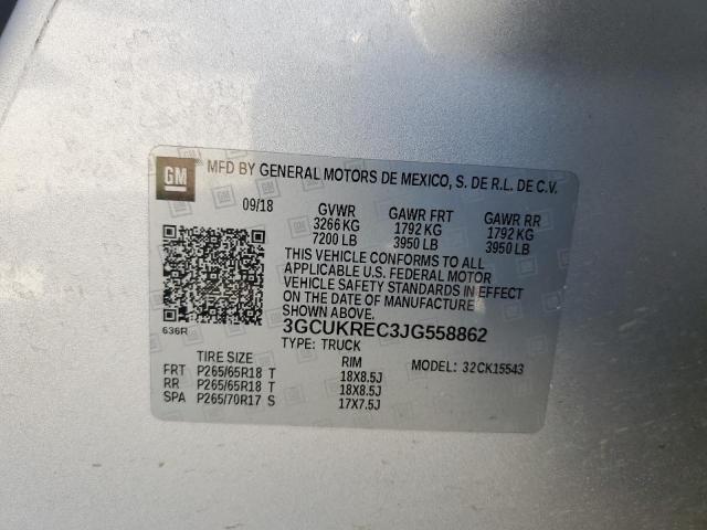 2018 Chevrolet Silverado K1500 Lt VIN: 3GCUKREC3JG558862 Lot: 42815704