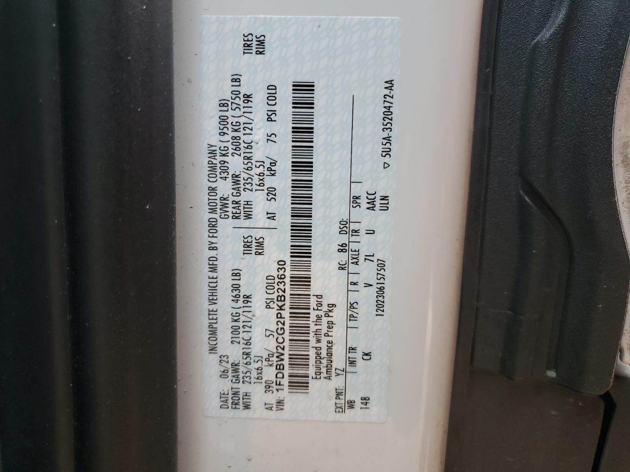 1FDBW2CG2PKB23630 2023 Ford Transit T-350