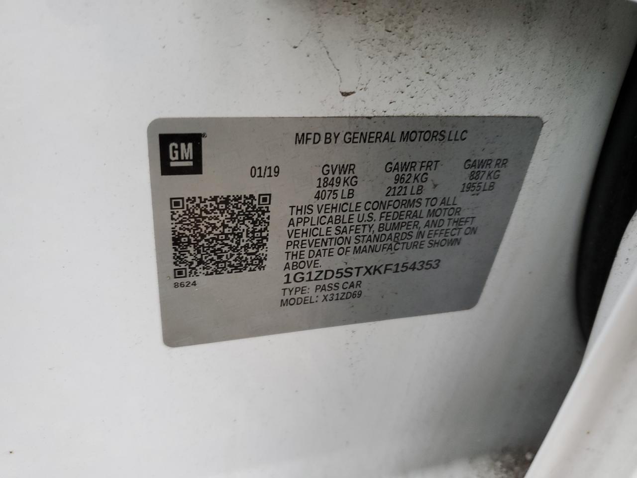 1G1ZD5STXKF154353 CHEVROLET MALIBU 2019