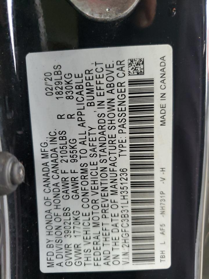2HGFC3B31LH351236 HONDA CIVIC 2020