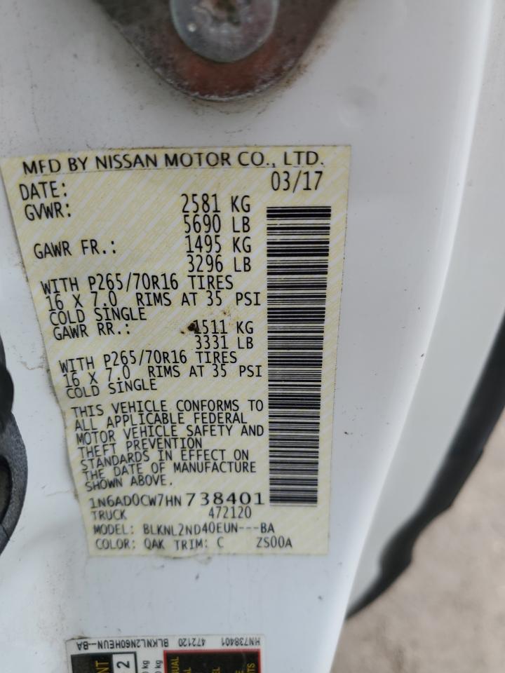 1N6AD0CW7HN738401 NISSAN FRONTIER 2017