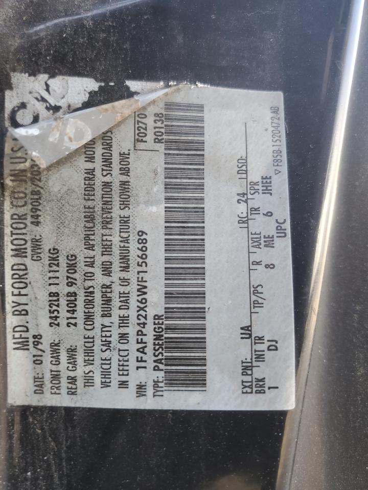 1FAFP42X6WF156689 1998 Ford Mustang Gt