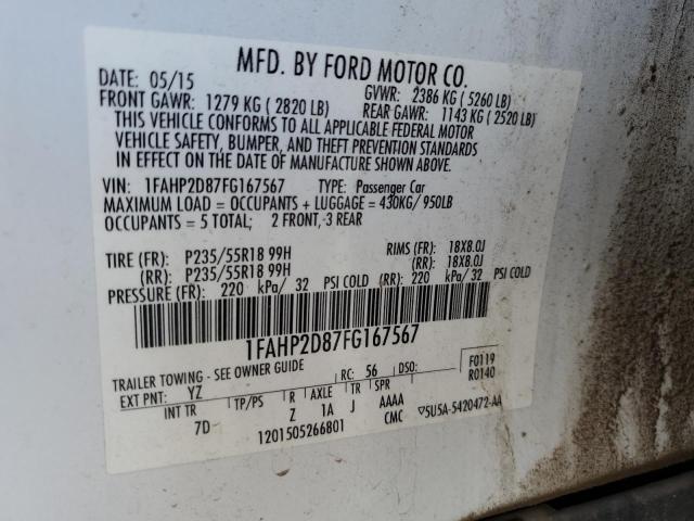 Lot #2503822405 2015 FORD TAURUS SE salvage car