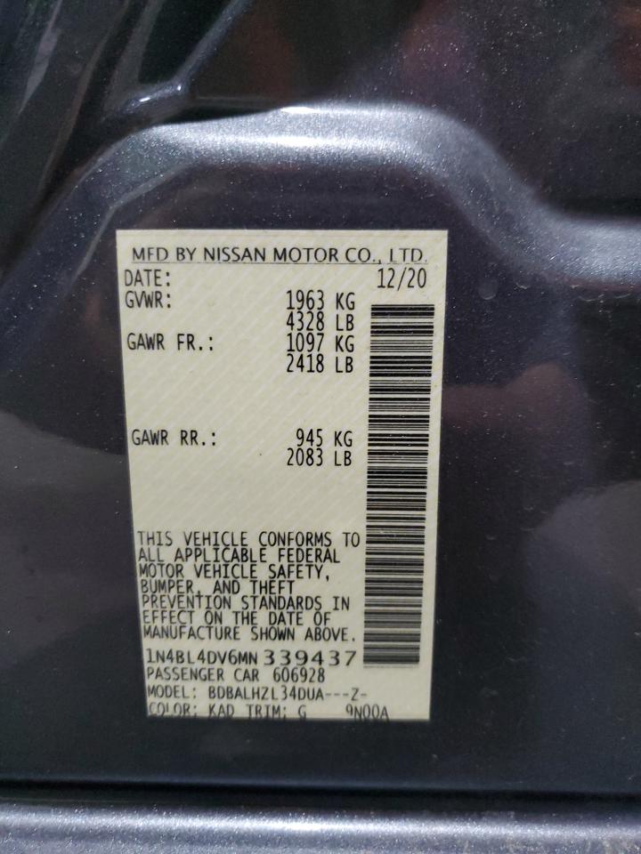 1N4BL4DV6MN339437 NISSAN ALTIMA 2021