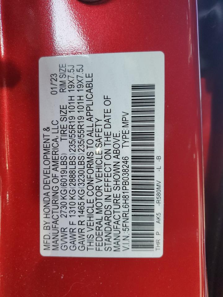 5FNRL6H81PB038246 2023 Honda Odyssey Touring