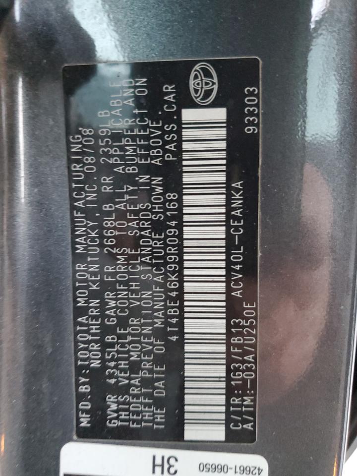 4T4BE46K99R094168 2009 Toyota Camry Base