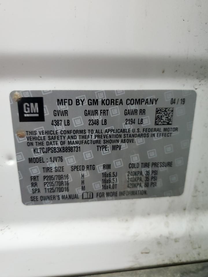 KL7CJPSB3KB898731 CHEVROLET TRAX 2019