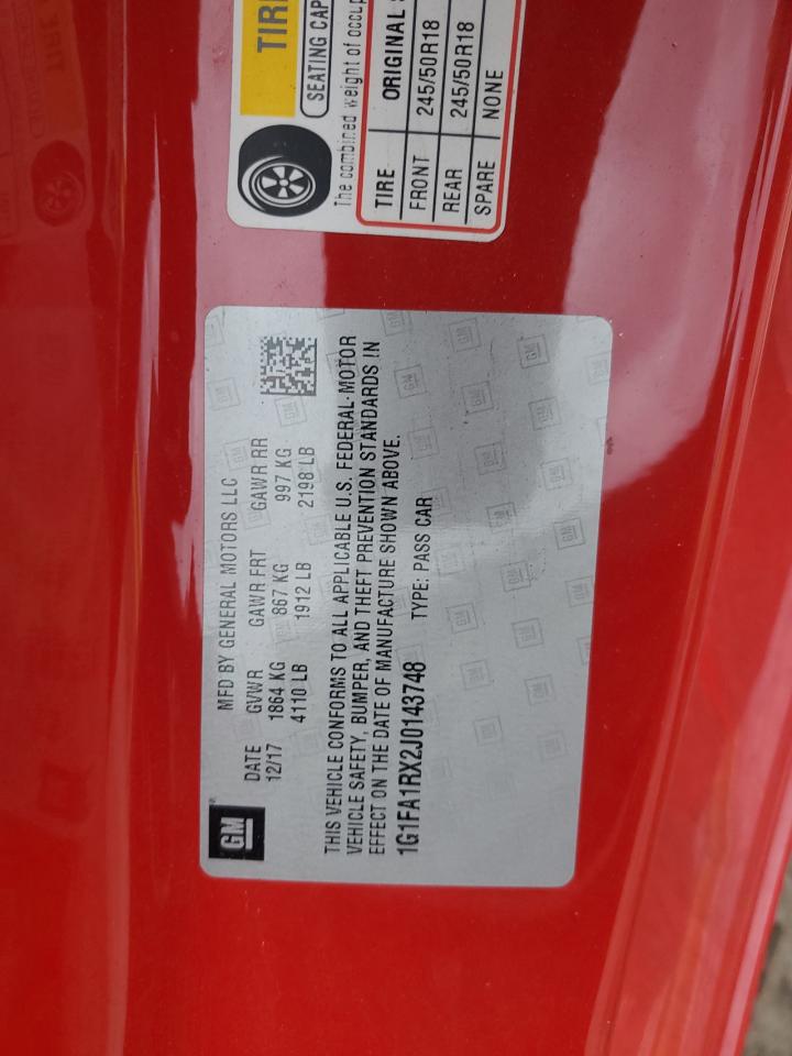 1G1FA1RX2J0143748 CHEVROLET CAMARO 2018