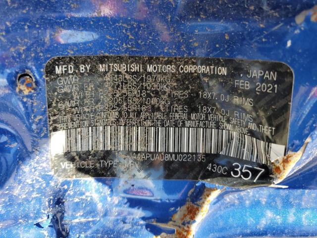 2021 Mitsubishi Outlander Sport Es VIN: JA4APUAU8MU022135 Lot: 45813114