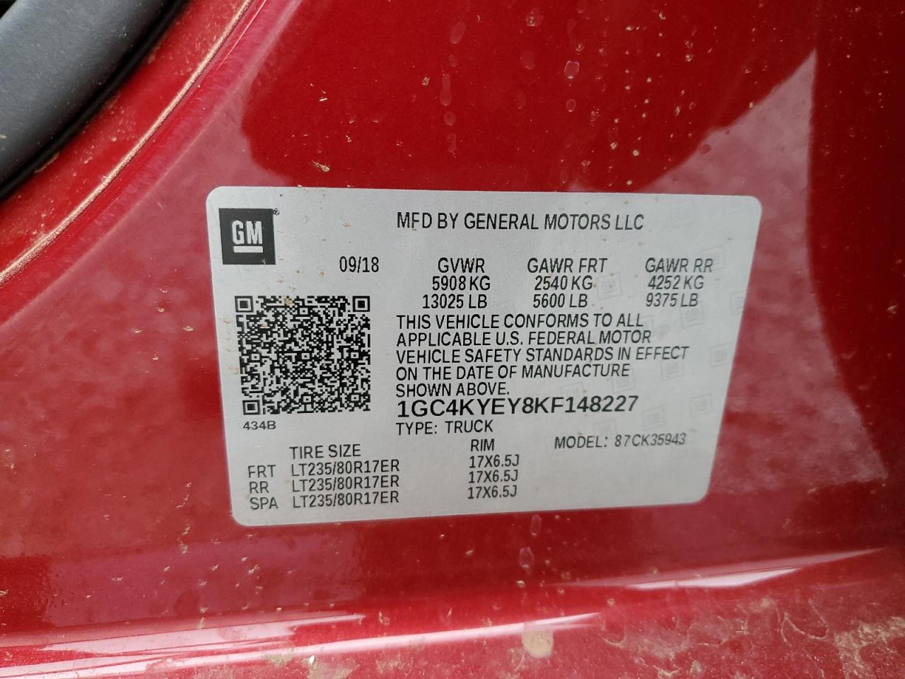 1GC4KYEY8KF148227 CHEVROLET ALL Models 2019
