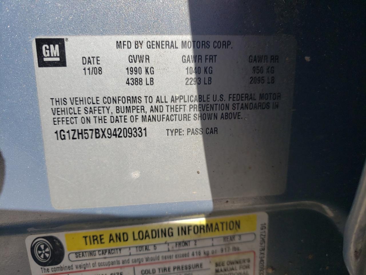 1G1ZH57BX94209331 2009 Chevrolet Malibu 1Lt