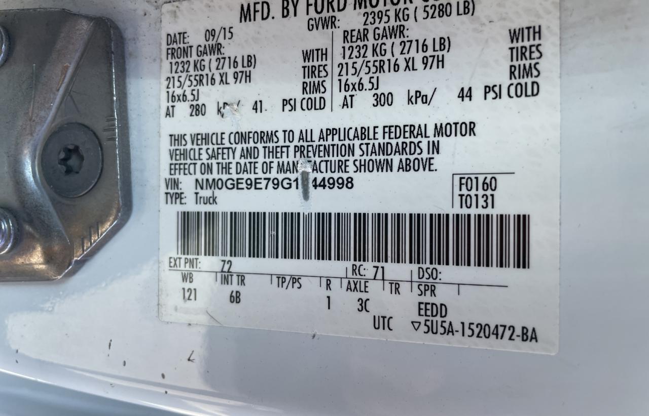NM0GE9E79G1244998 FORD TRANSIT 2016