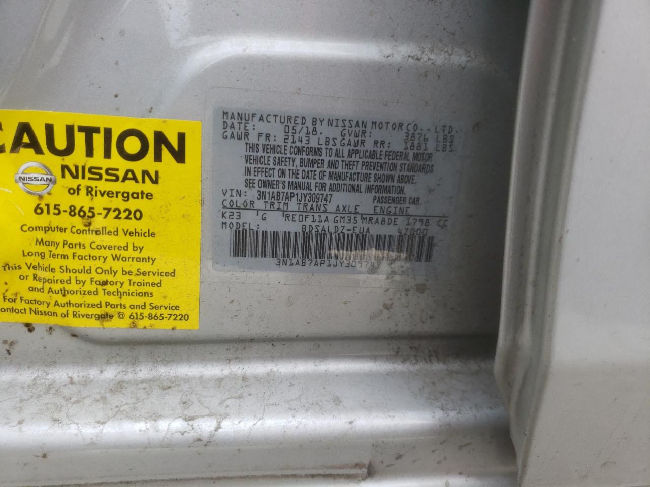 3N1AB7AP1JY309747 NISSAN SENTRA 2018