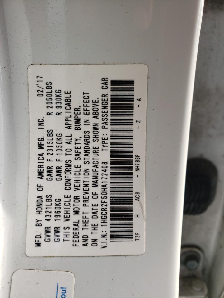 1HGCR2F50HA172408 HONDA ACCORD 2017