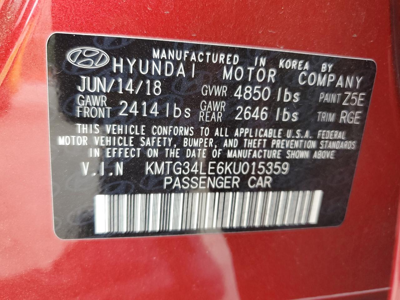KMTG34LE6KU015359 GENESIS G70 2019