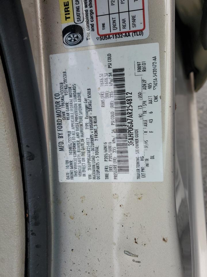 3FAHP0GA7AR254812 2010 Ford Fusion S