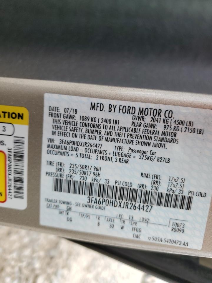 3FA6P0HDXJR264427 FORD FUSION 2018