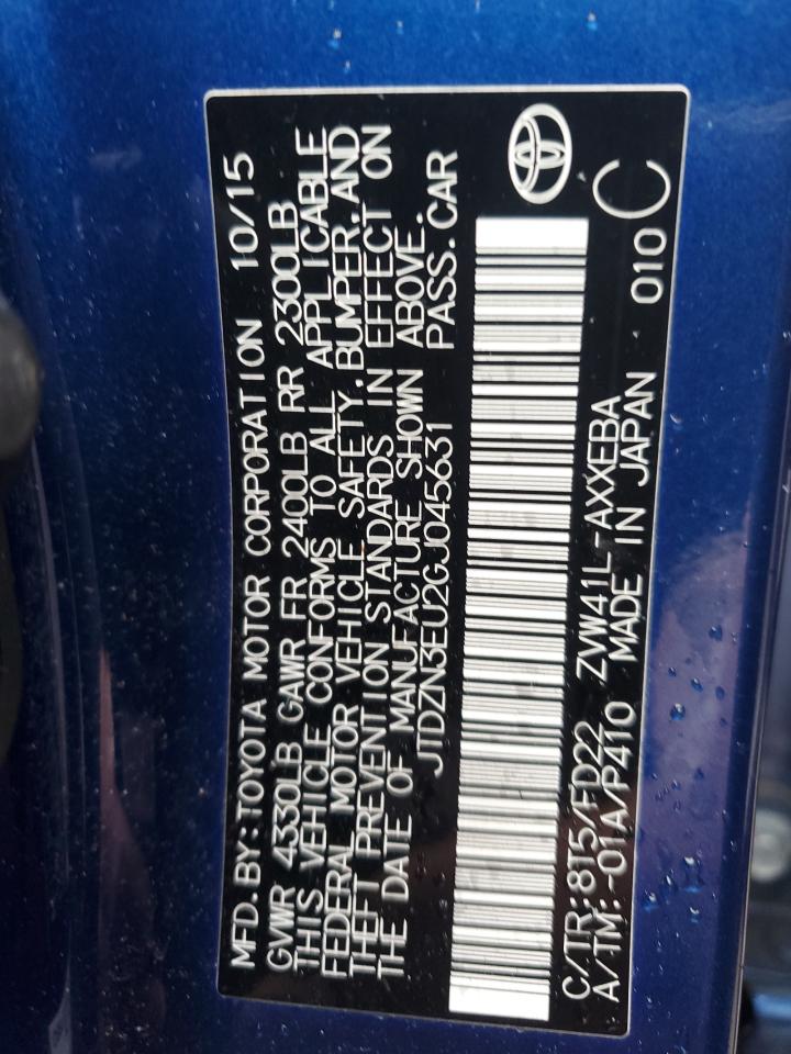 JTDZN3EU2GJ045631 TOYOTA PRIUS 2016