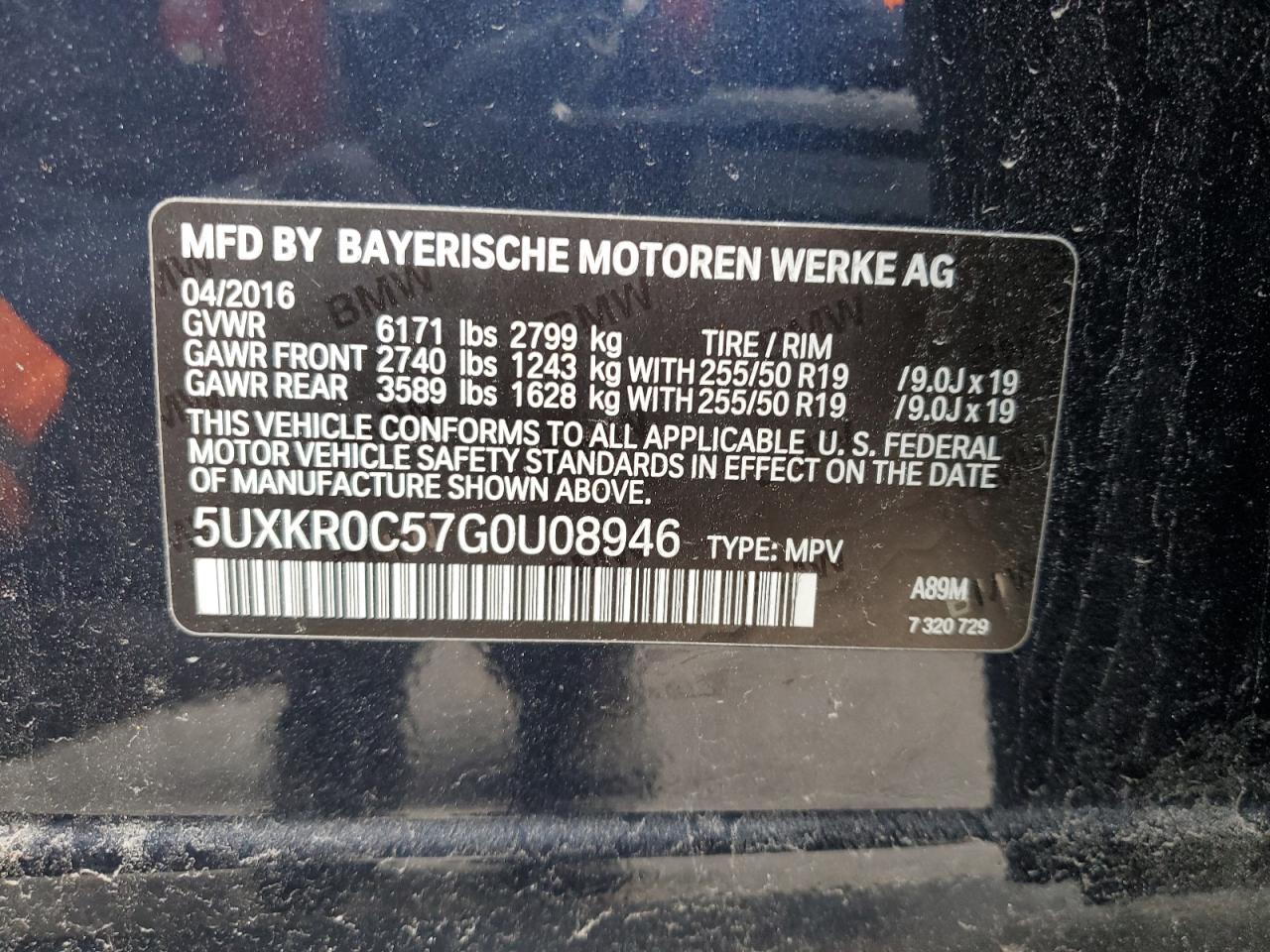 5UXKR0C57G0U08946 2016 BMW X5 xDrive35I