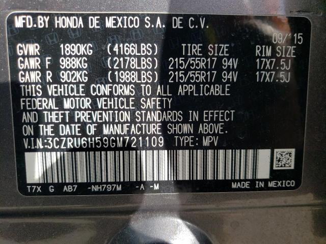 2016 HONDA HR-V 3CZRU6H59GM721109