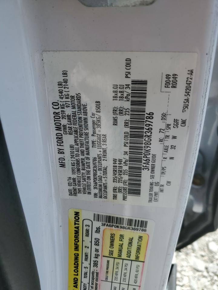 3FA6P0K98GR369786 FORD FUSION 2016