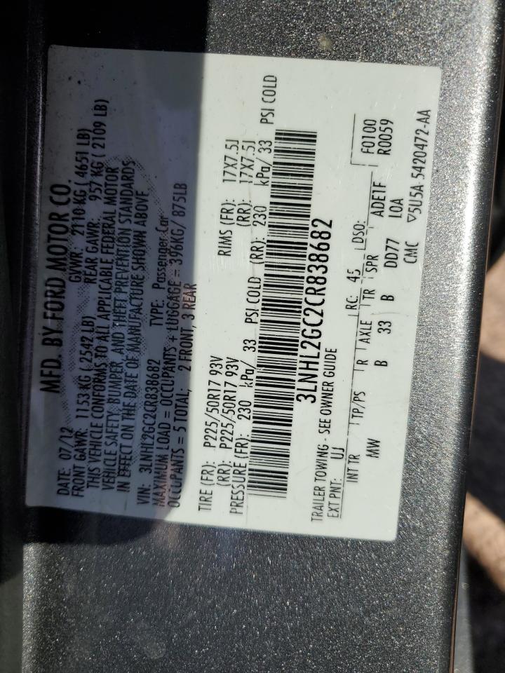 3LNHL2GC2CR838682 2012 Lincoln Mkz