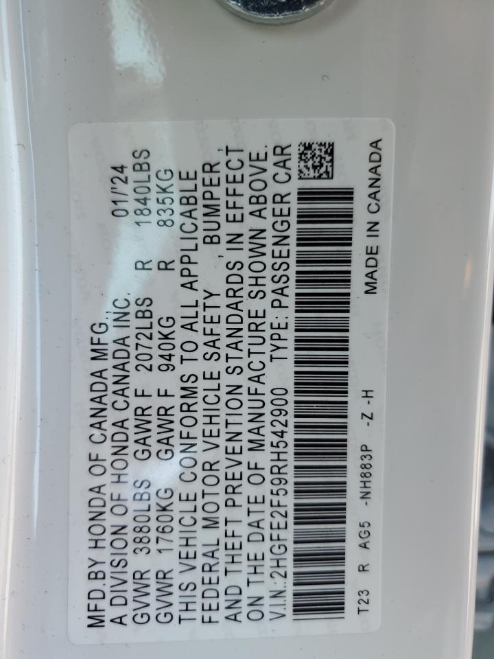 2HGFE2F59RH542900 HONDA CIVIC 2024