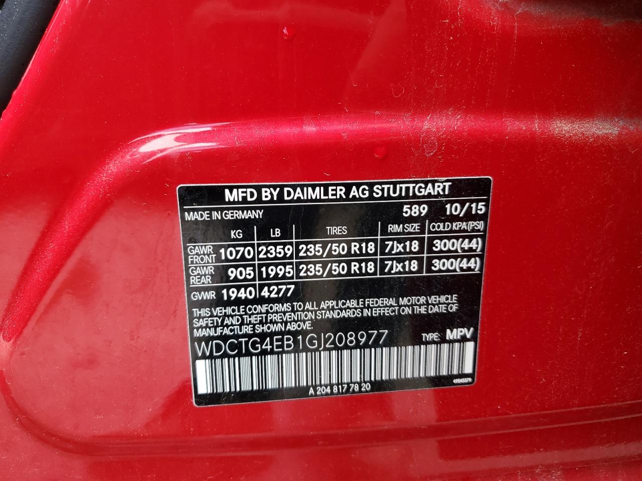 WDCTG4EB1GJ208977 2016 Mercedes-Benz Gla 250