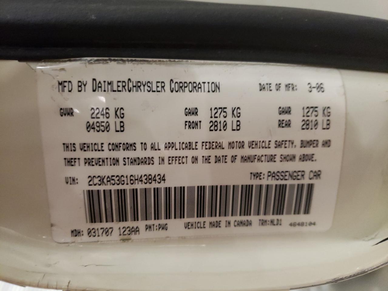 2C3KA53G16H438434 2006 Chrysler 300 Touring