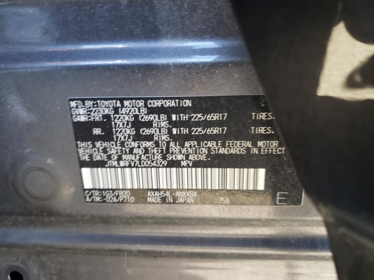 JTMLWRFV7LD054329 TOYOTA RAV4 2020