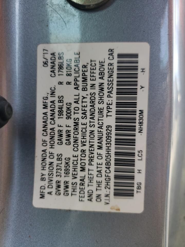 2HGFC4B05HH309929 HONDA CIVIC 2017