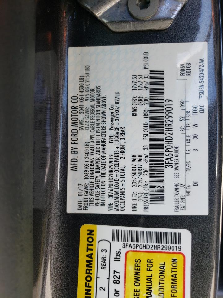3FA6P0HD2HR299019 FORD FUSION 2017