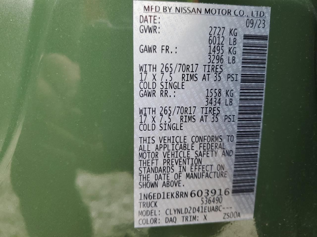 1N6ED1EK8RN603916 NISSAN FRONTIER 2024