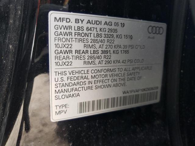 2019 AUDI Q8 PRESTIG WA1FVAF10KD039209