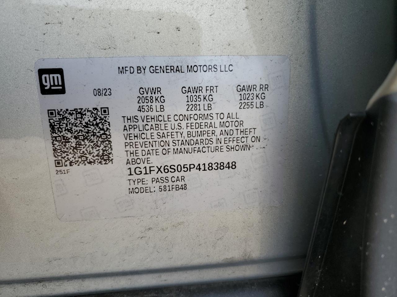 1G1FX6S05P4183848 CHEVROLET BOLT 2023