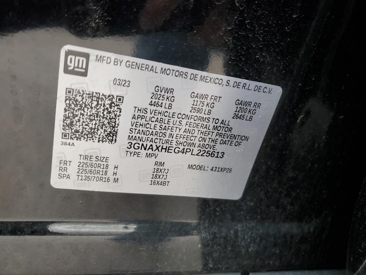 3GNAXHEG4PL225613 CHEVROLET EQUINOX 2023