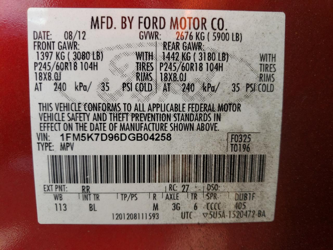 1FM5K7D96DGB04258 2013 Ford Explorer Xlt