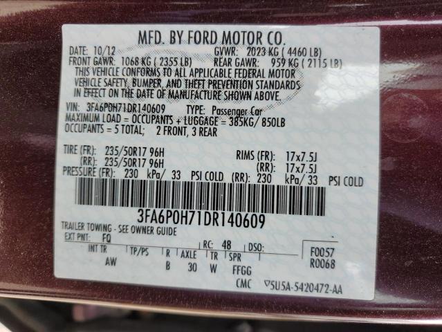 VIN 3FA6P0H71DR140609 2013 Ford Fusion, SE no.12