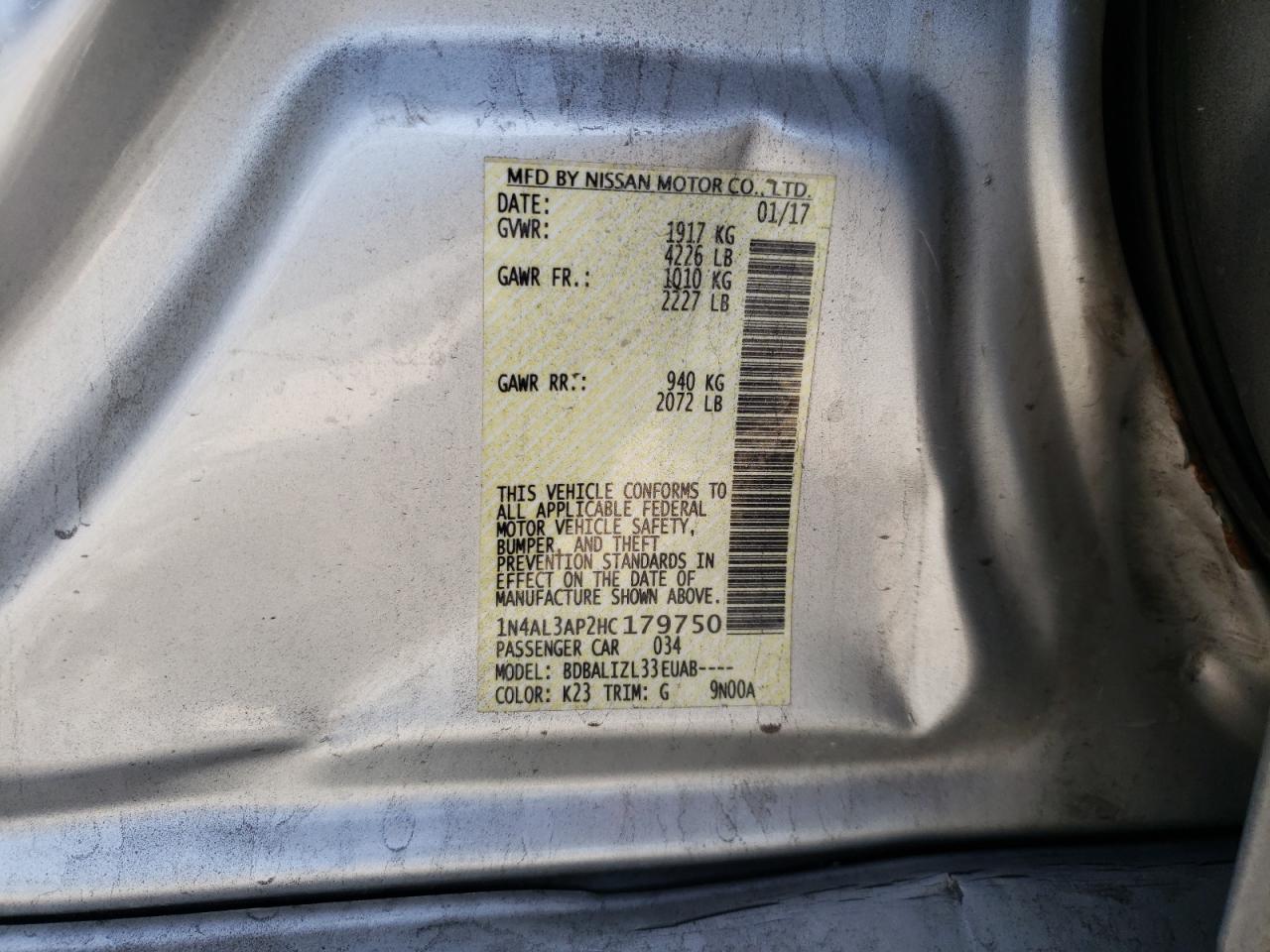 1N4AL3AP2HC179750 NISSAN ALTIMA 2017