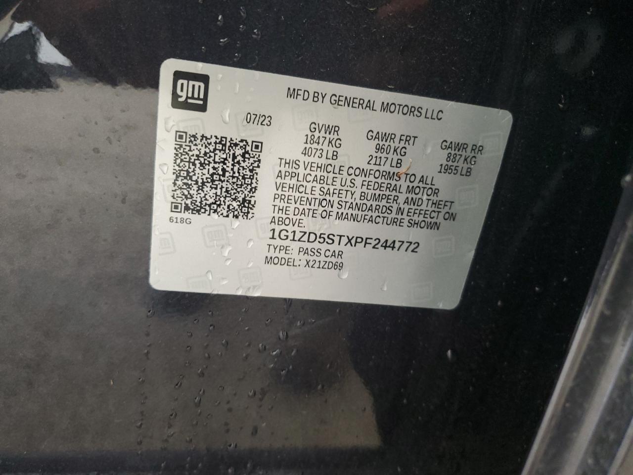 1G1ZD5STXPF244772 CHEVROLET MALIBU 2023