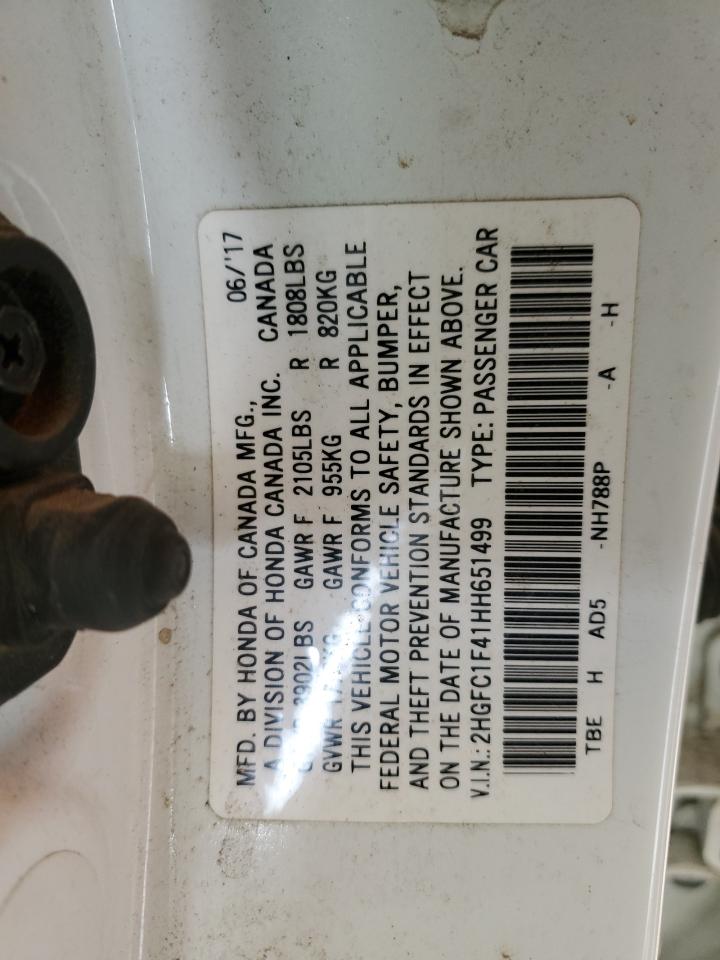 2HGFC1F41HH651499 HONDA CIVIC 2017