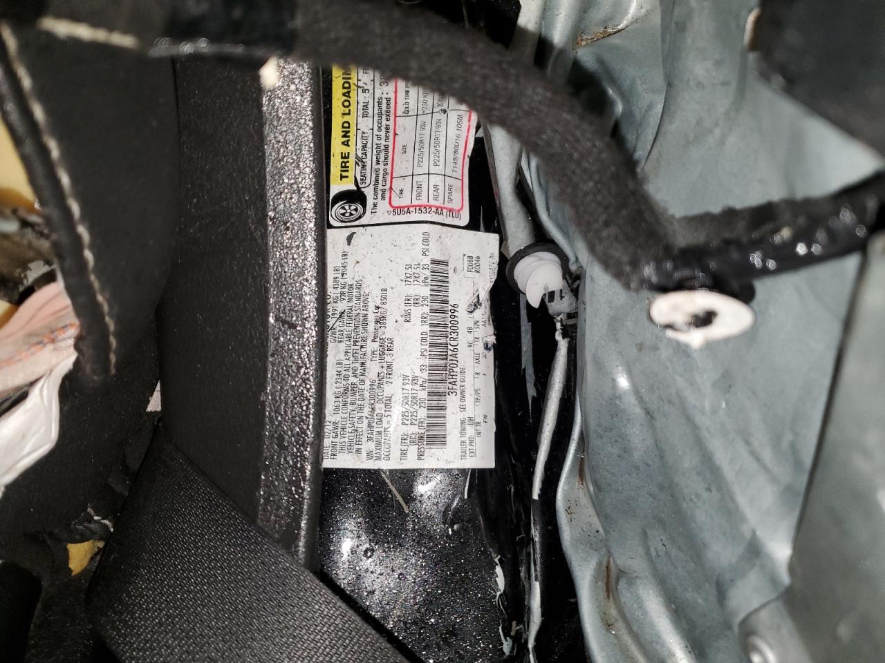 3FAHP0JA6CR300996 2012 Ford Fusion Sel