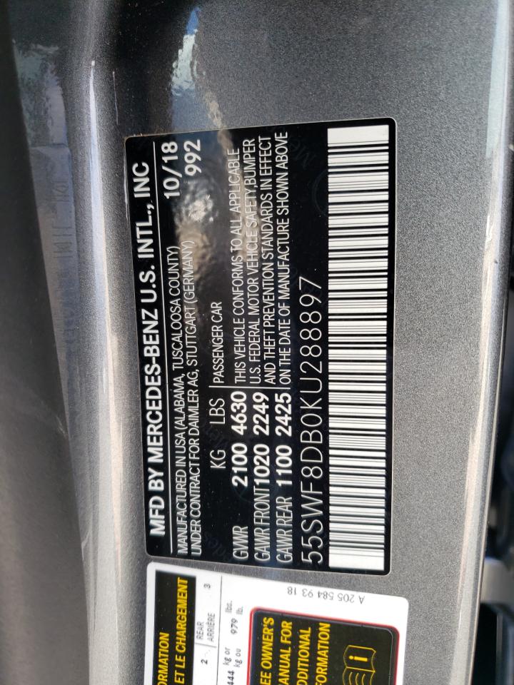 55SWF8DB0KU288897 MERCEDES-BENZ C-CLASS 2019