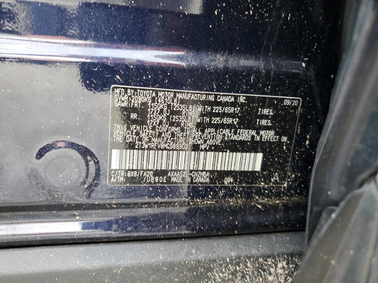 2T3W1RFV8MC089902 TOYOTA RAV4 2021