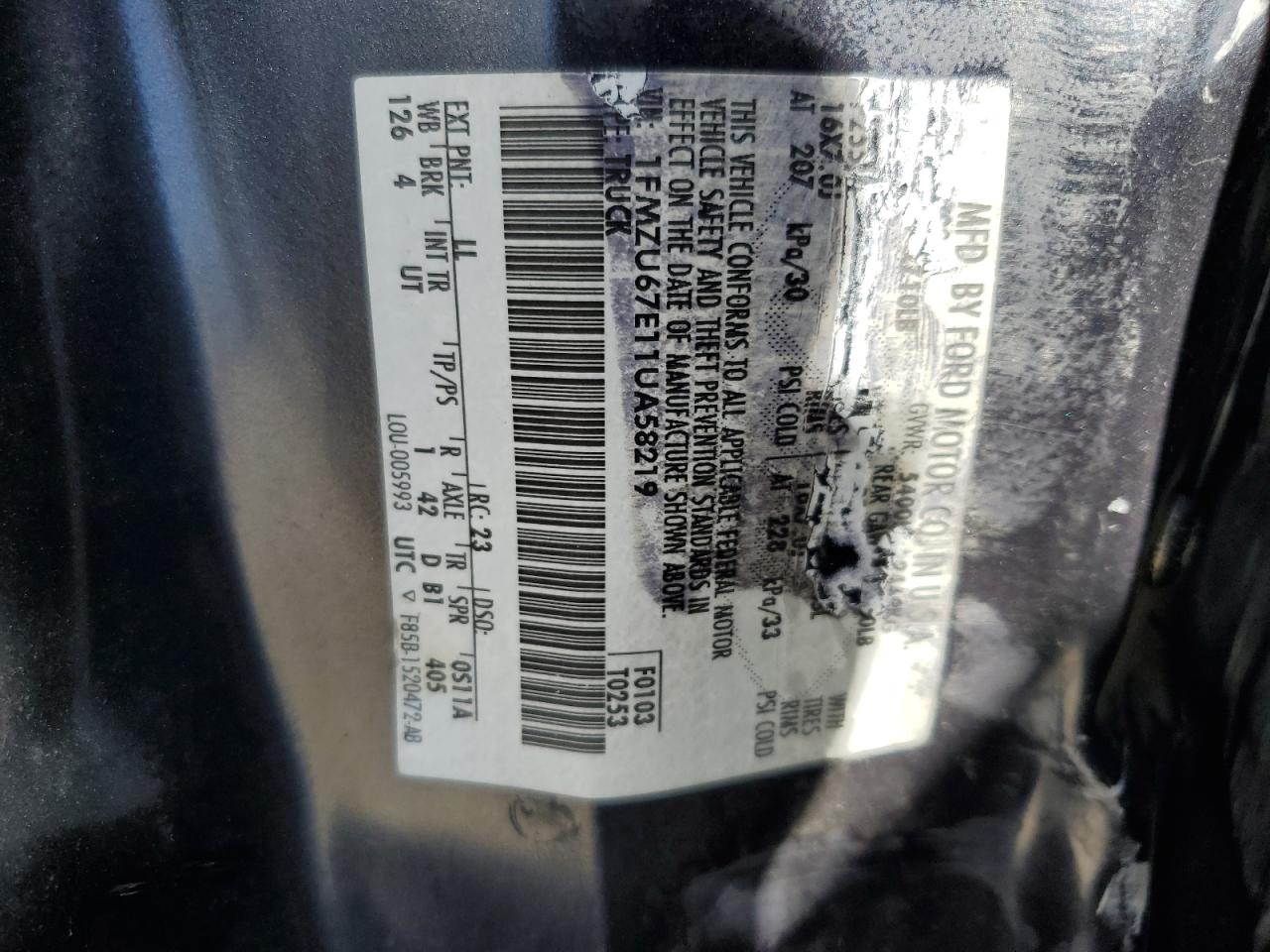 1FMZU67E11UA58219 2001 Ford Explorer Sport Trac