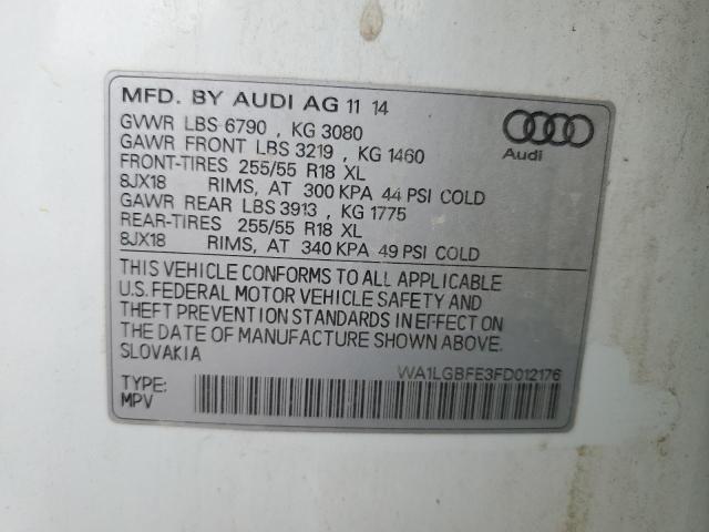 Lot #2414179180 2015 AUDI Q7 PREMIUM salvage car